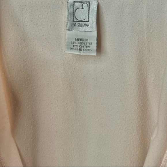 EVE STILLMAN Vintage Pink Satin Pajama Set Embroidered Floral PJs Size Medium - Picture 9 of 10